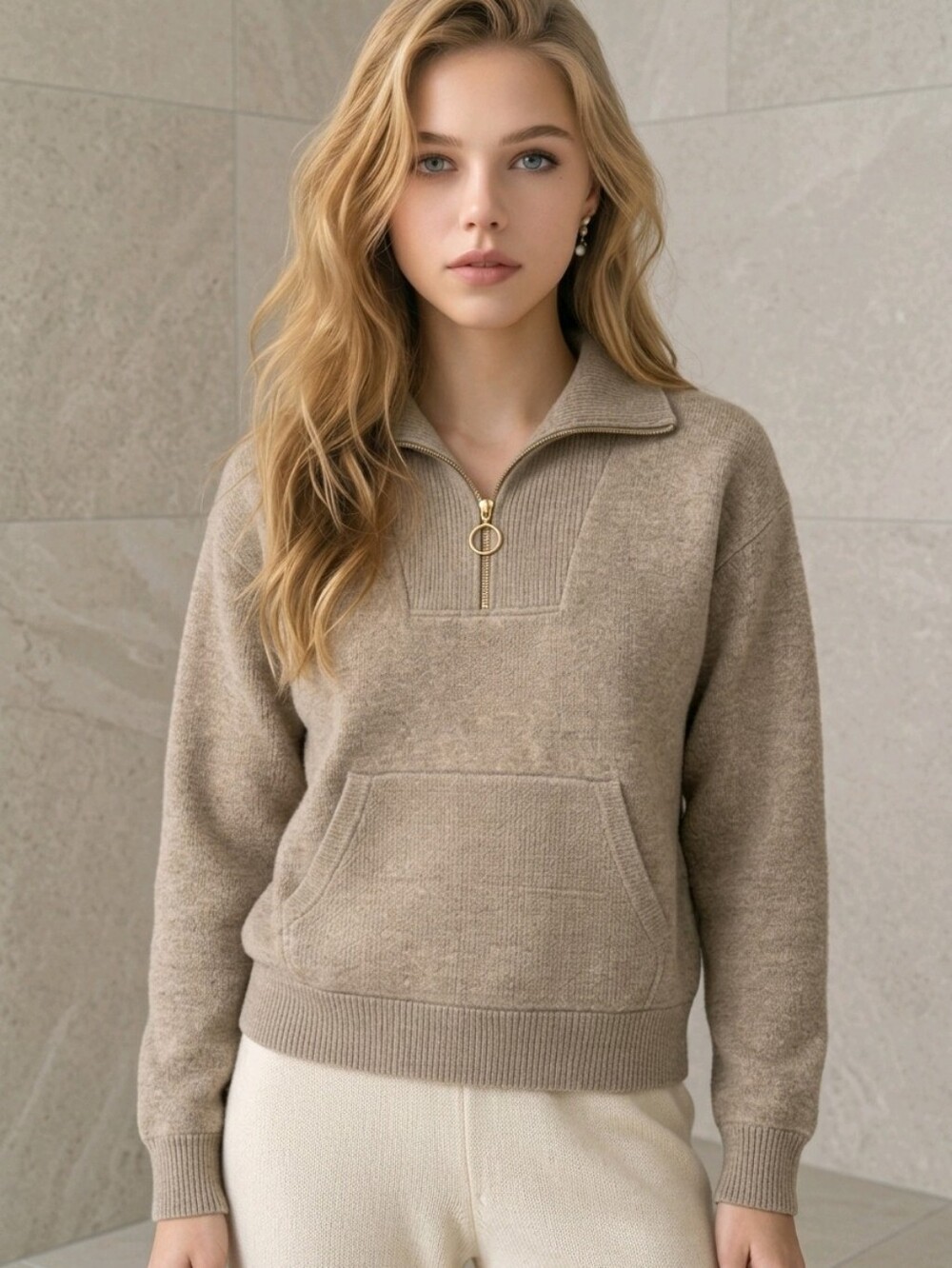 Janet Chung 3/4 Zip Lightweight Summer Sweater Size M